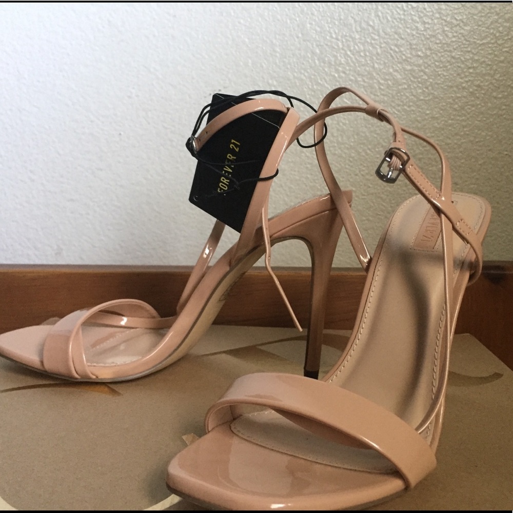 Forever 21 faux patent leather strapped heals Nude